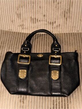 Modalu London Black pebbled Leather Satchel Bag - Gold Hardware